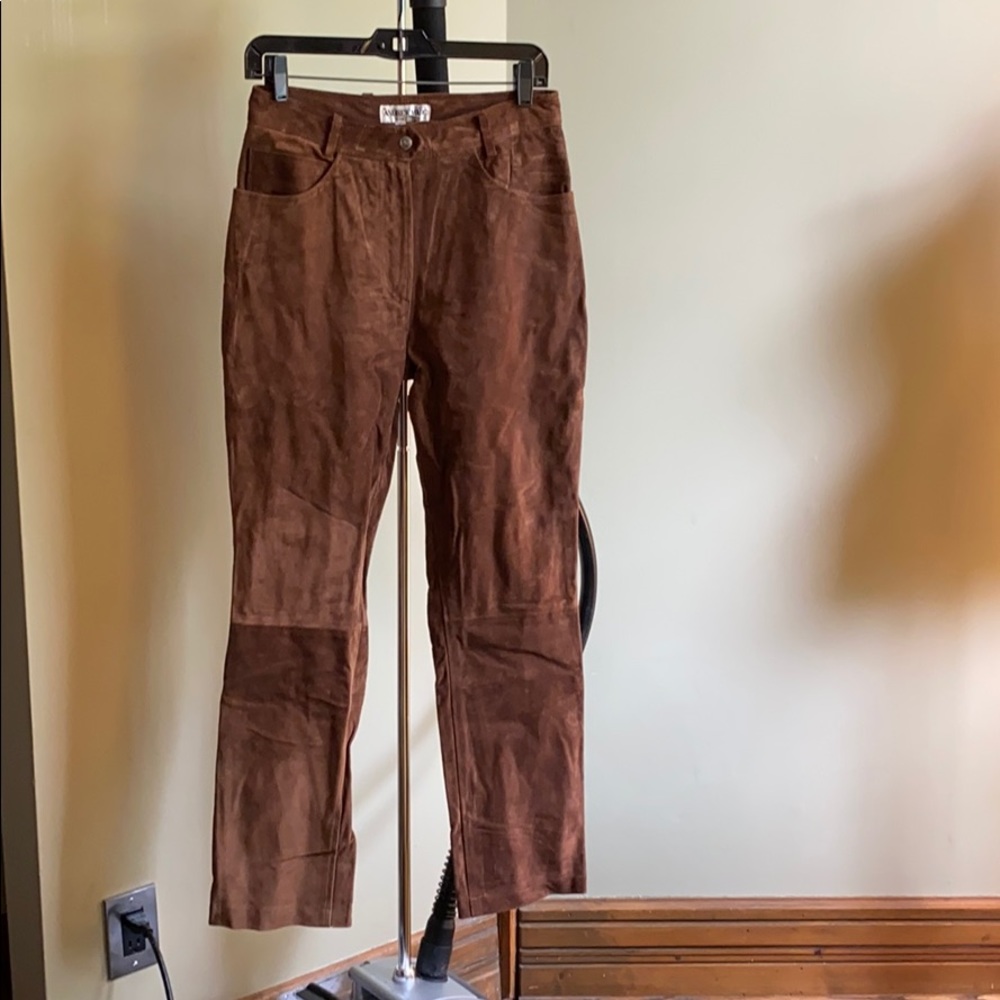 Andrew Marc Suede Leather Jeans - Picture 2 of 6